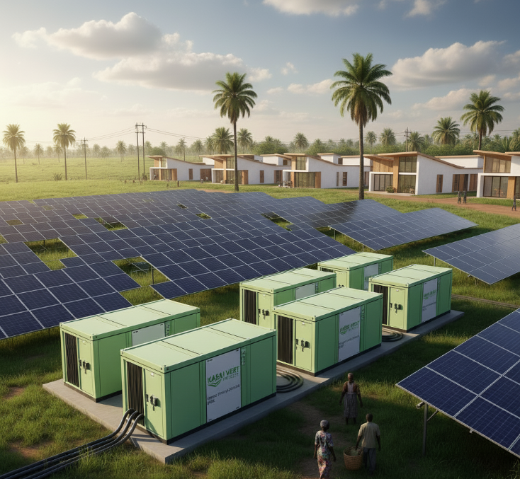 Glowing futuristic battery energy storage system in a clean facility